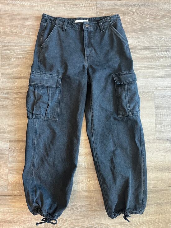 Levi's Other - Levi's Black Denim Cargo Pants Size 29 Drawstring Hem